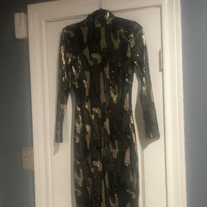 NWT Zara Sequin Camouflage Dress